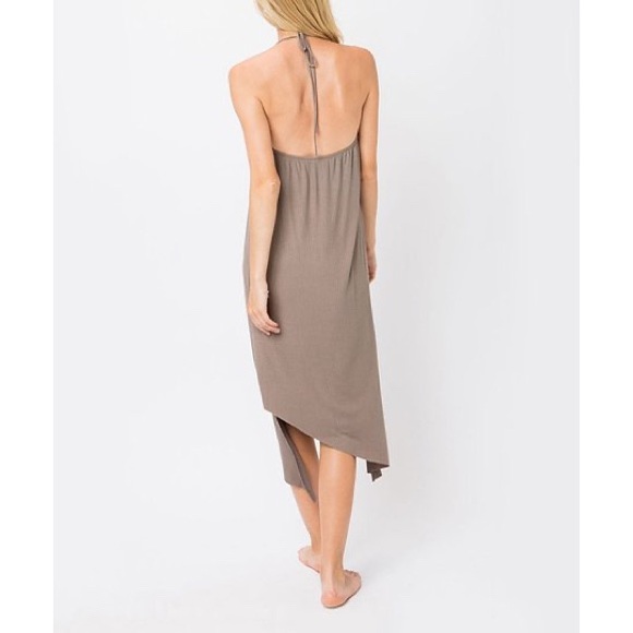 Cozy Casual Asymmetrical Hem Halter Dress in Brown, Sz. S - Picture 10 of 11